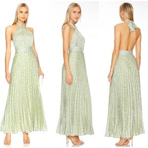 ByTiMo Plisse Halterneck Dress in Green Garden Size M